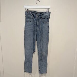 Abercrombie & Fitch High Rise Light Blue Jeans with Front Tie
